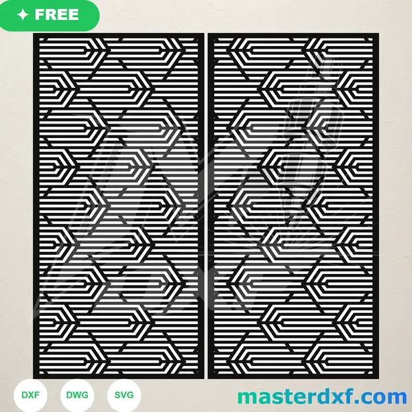 Interlocking Chevron Line DXF Panel for Laser-Cut Screens DXF File